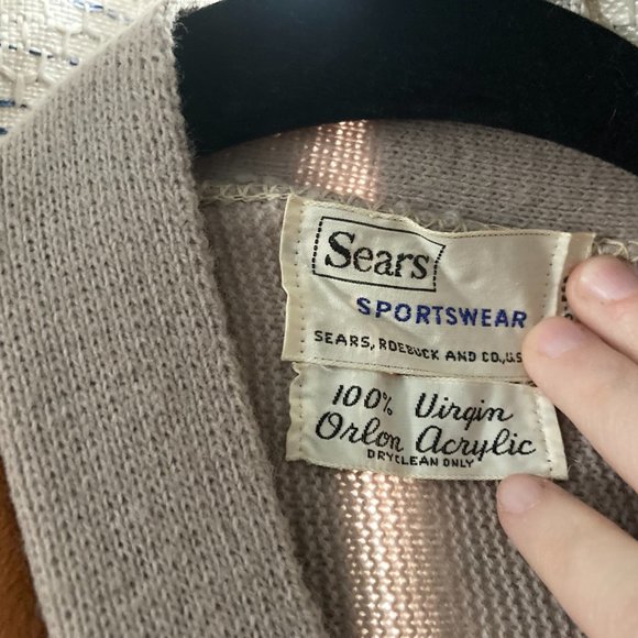 Vintage Sears Acrylic and Suede Cardigan - Picture 2 of 2